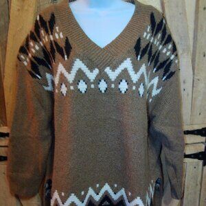 Vtg Old Navy Pullover Women's ski sweater- Brown- Size LG